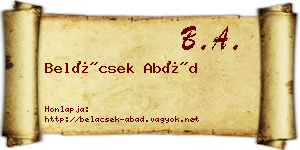 Belácsek Abád névjegykártya